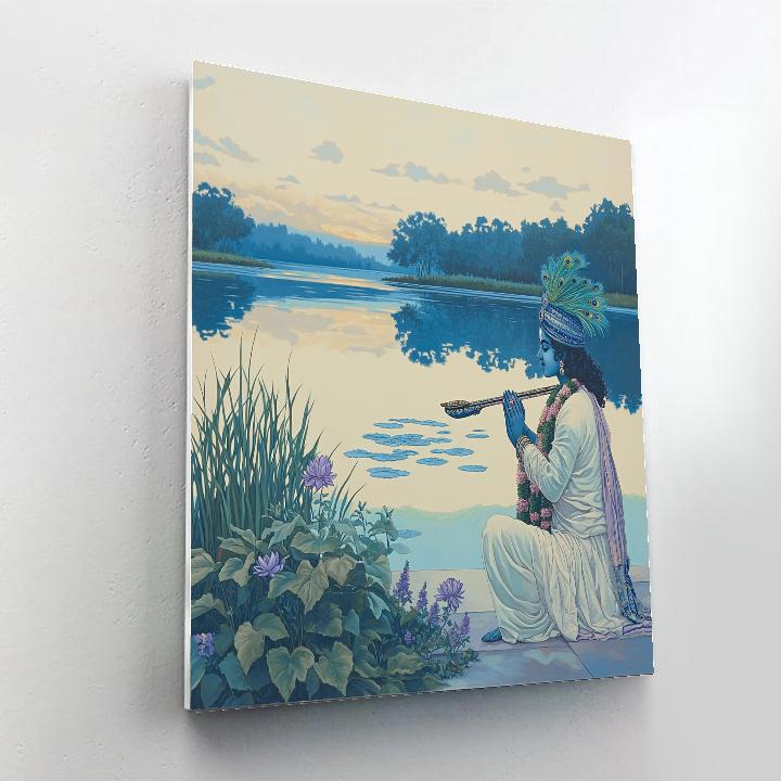 Krishna And The Mirror Lake Of Many Flutes Number painting