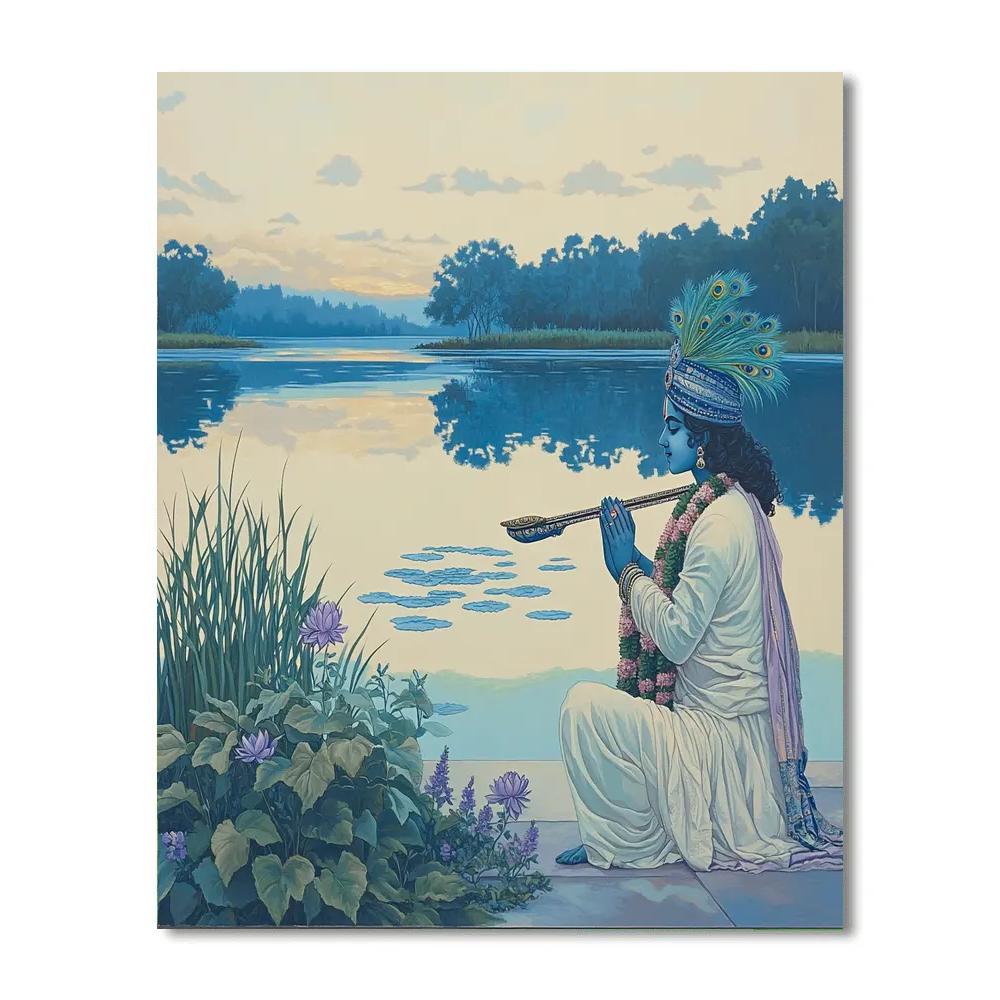 Krishna And The Mirror Lake Of Many Flutes Number painting