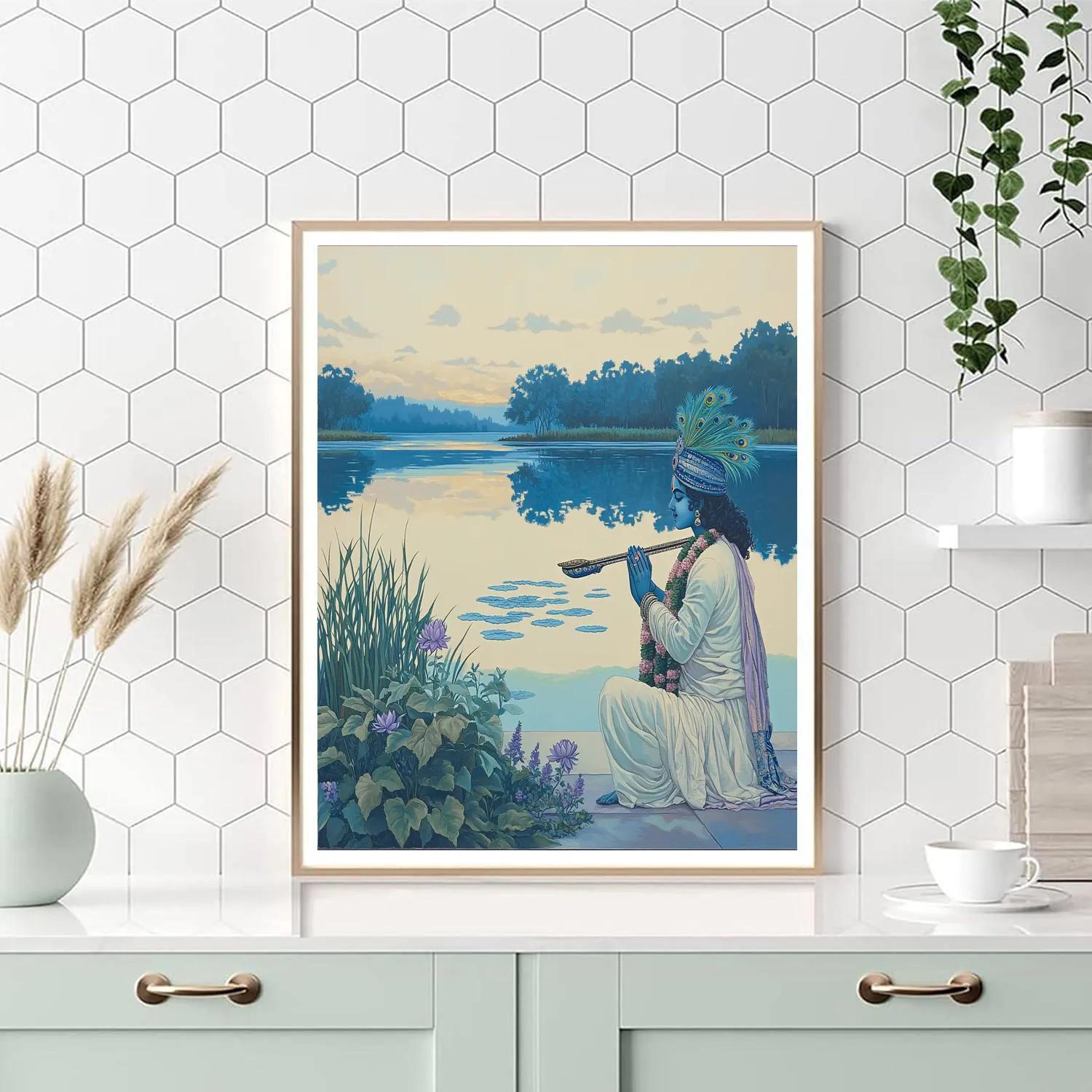 Krishna And The Mirror Lake Of Many Flutes Number painting