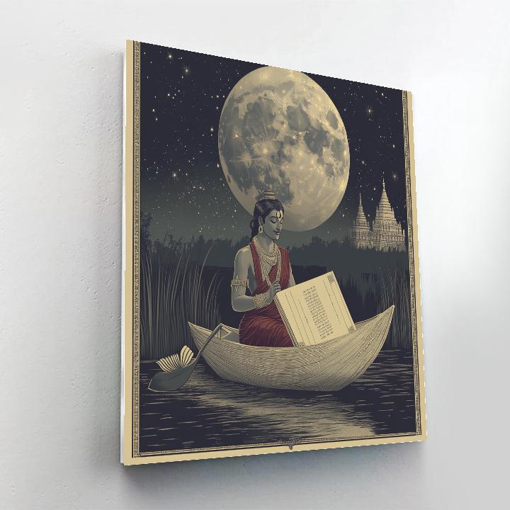 Brahma Manuscript Moonlit Boat Paint by numbers art