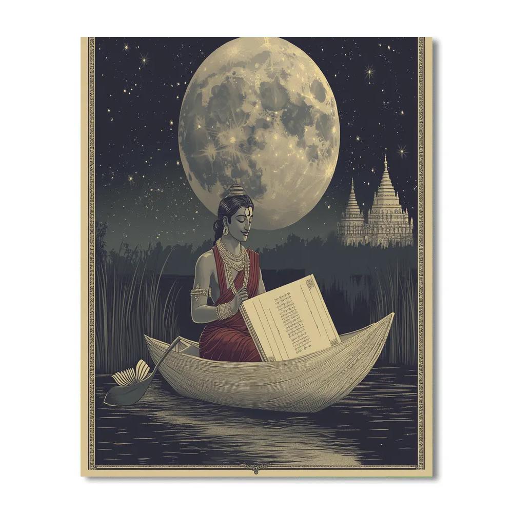 Brahma Manuscript Moonlit Boat Paint by numbers art