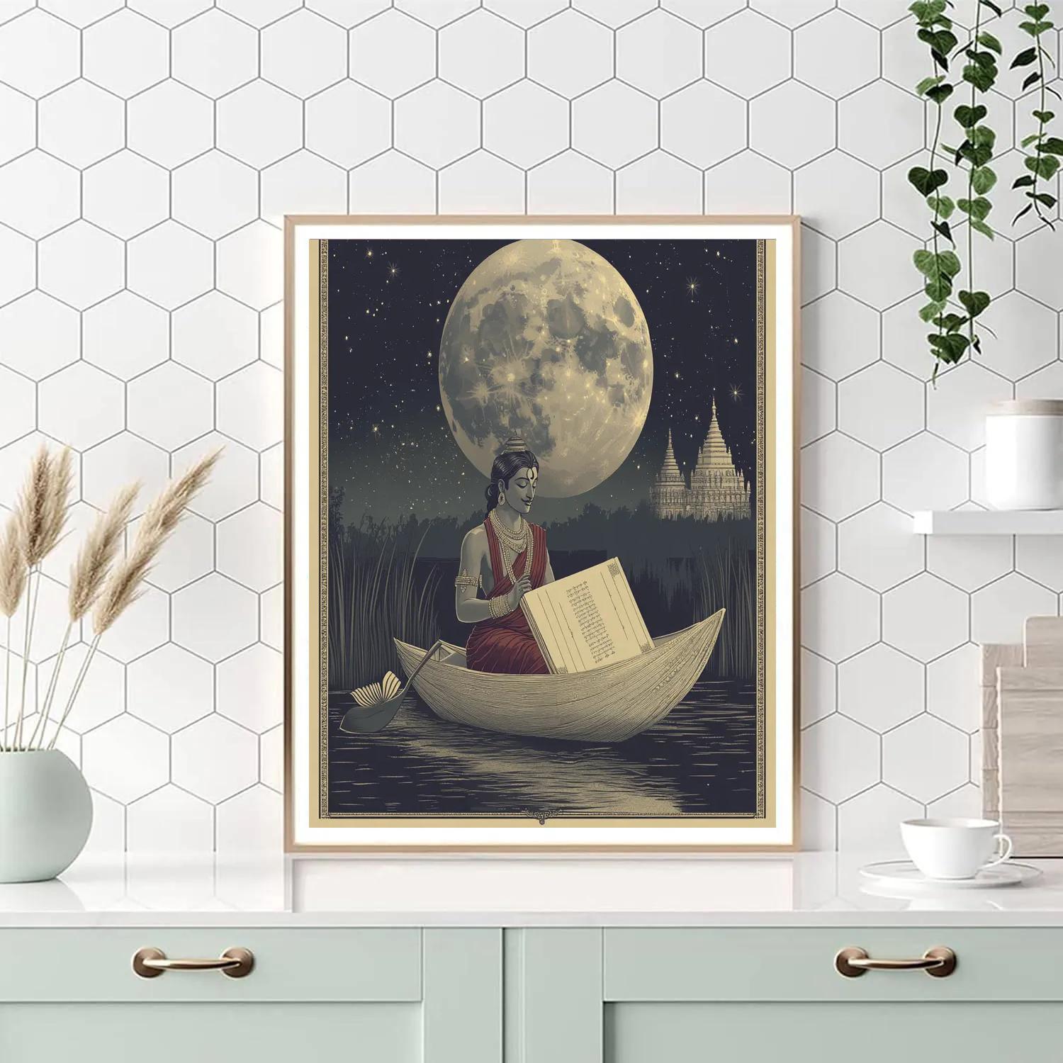 Brahma Manuscript Moonlit Boat Paint by numbers art