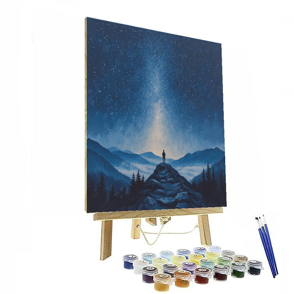 Caspar David Friedrich Inspired Lone Hiker Under Milky Way DIY paint by numbers