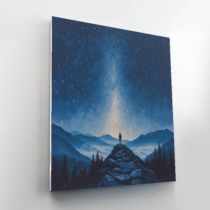 Caspar David Friedrich Inspired Lone Hiker Under Milky Way DIY paint by numbers