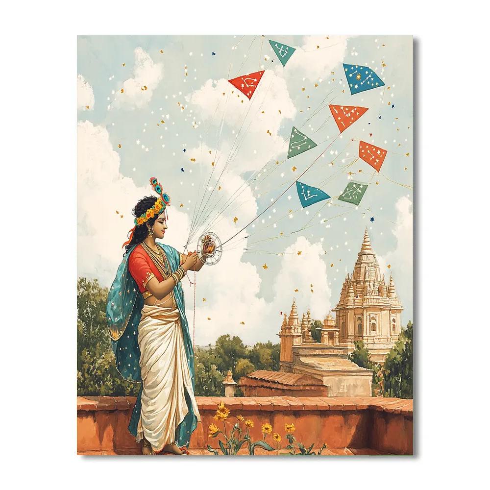 Krishna Building A Kite Constellation Paint by numbers art
