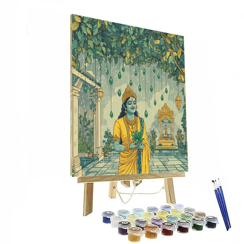 Vishnu In The Rain Of Sacred Tulsi Leaves Numbered painting kits