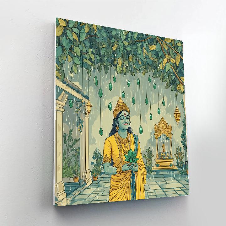 Vishnu In The Rain Of Sacred Tulsi Leaves Numbered painting kits