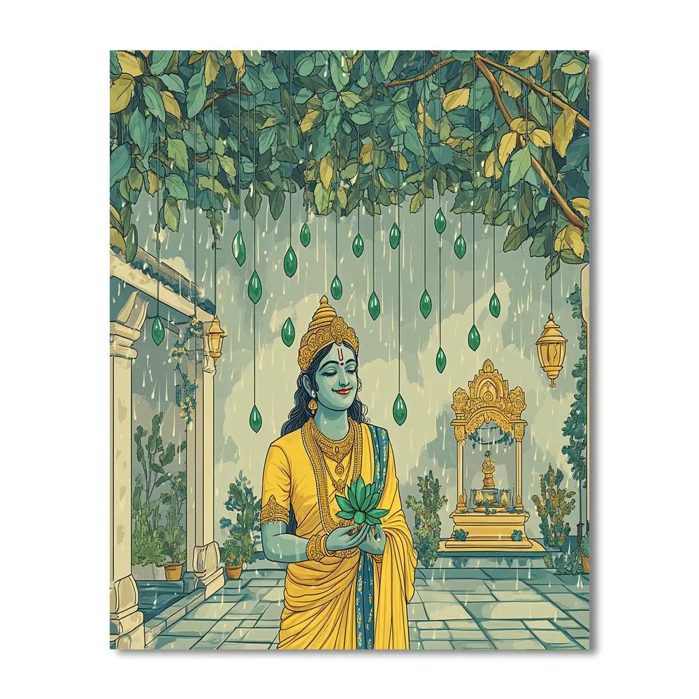 Vishnu In The Rain Of Sacred Tulsi Leaves Numbered painting kits