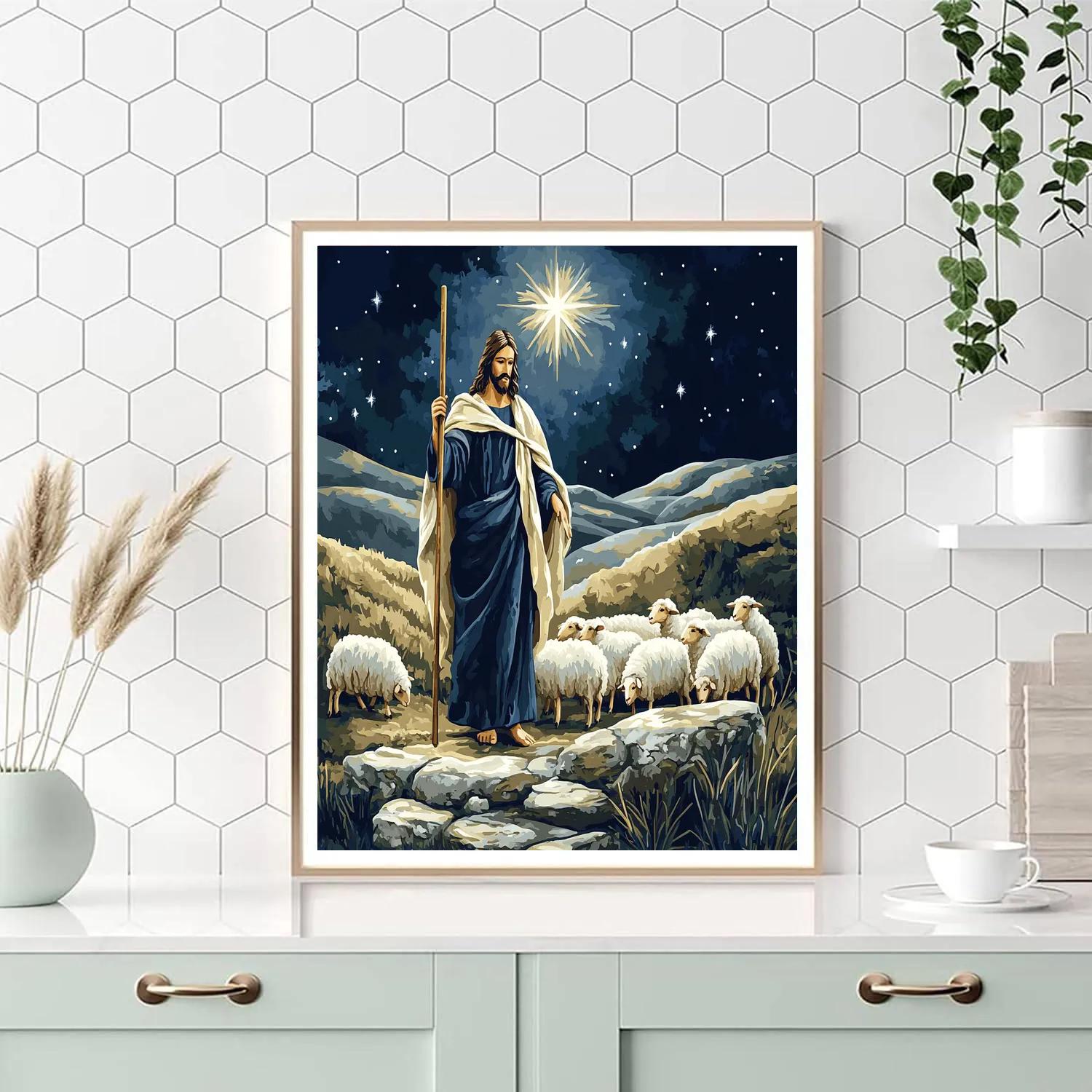 Jesus Shepherd Of The Starlit Fold Number painting