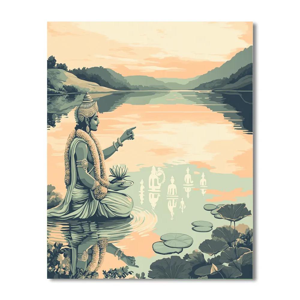 Vishnu And The Mirror Lake Of Avatars paint by number