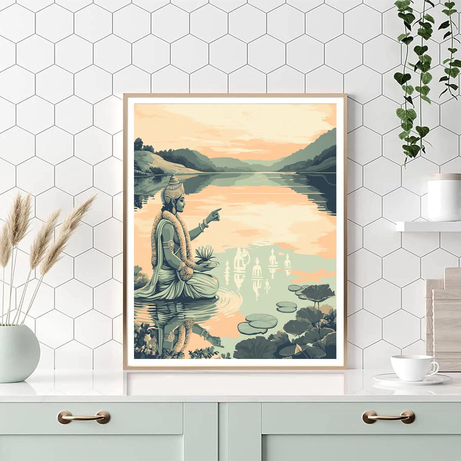 Vishnu And The Mirror Lake Of Avatars paint by number