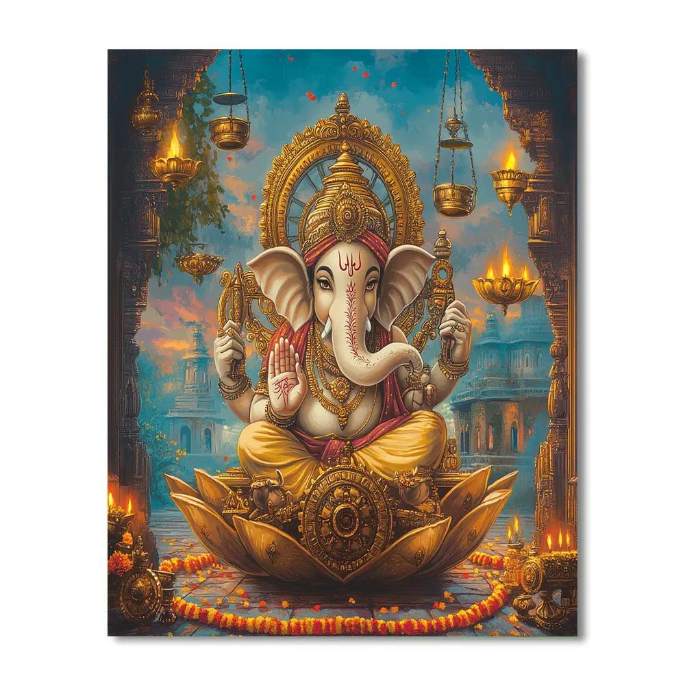 Clockwork Lotus Ganesha paint by numbers