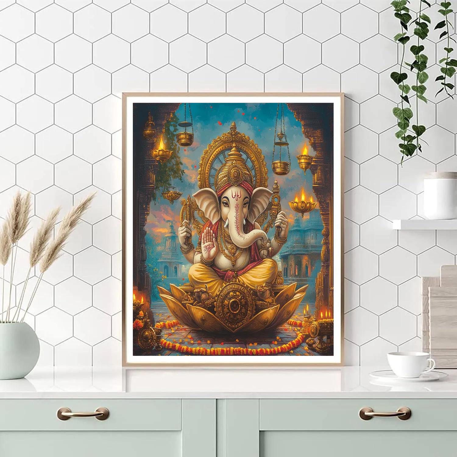 Clockwork Lotus Ganesha paint by numbers