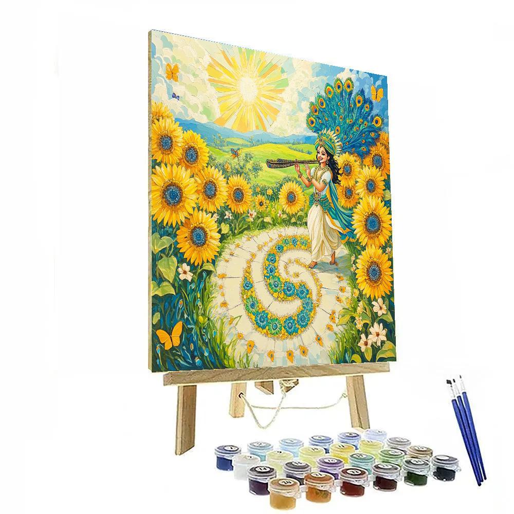 Krishna And The Sunflower Chakra Path Paint by numbers kits