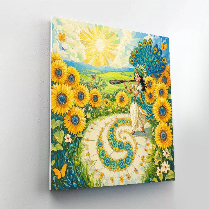 Krishna And The Sunflower Chakra Path Paint by numbers kits