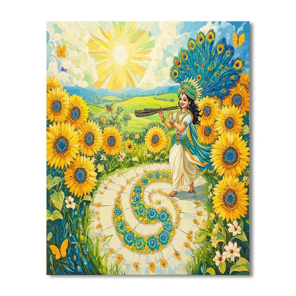 Krishna And The Sunflower Chakra Path Paint by numbers kits