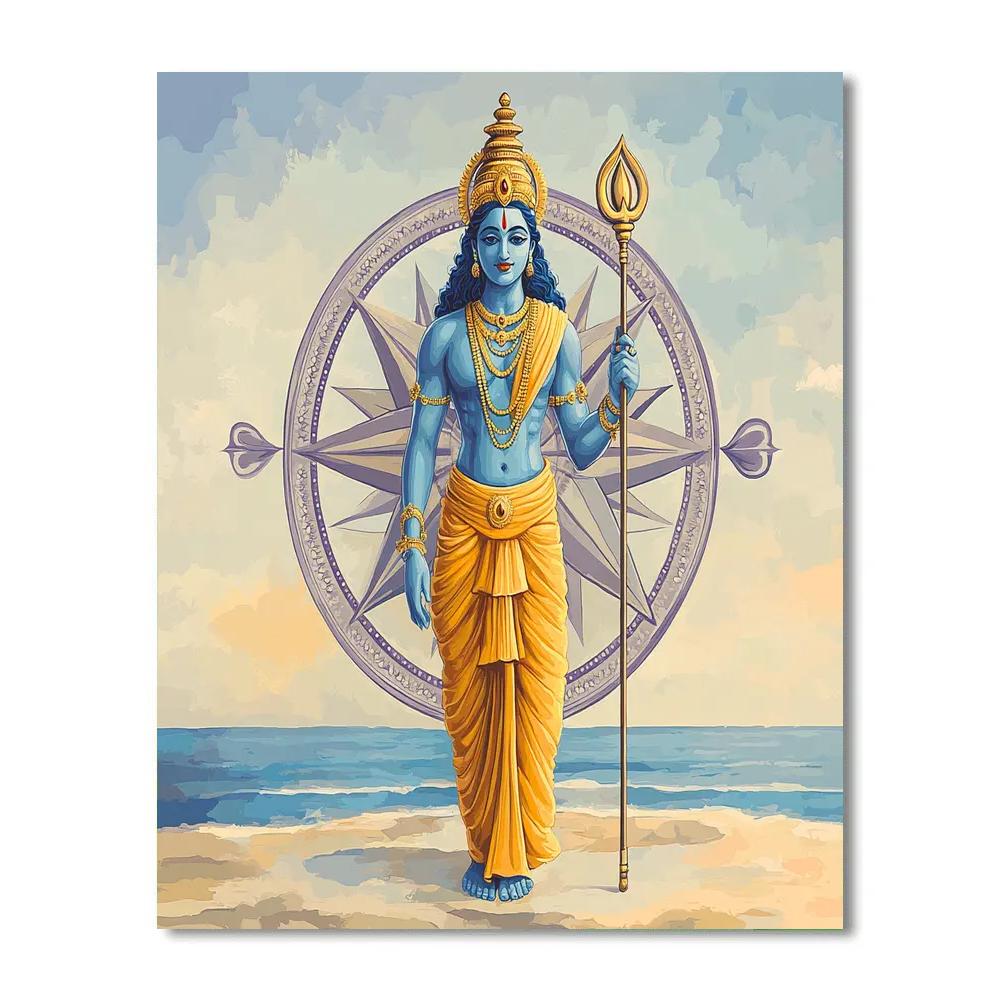 Vishnu As Keeper Of The Four Symbols Compass paint by number
