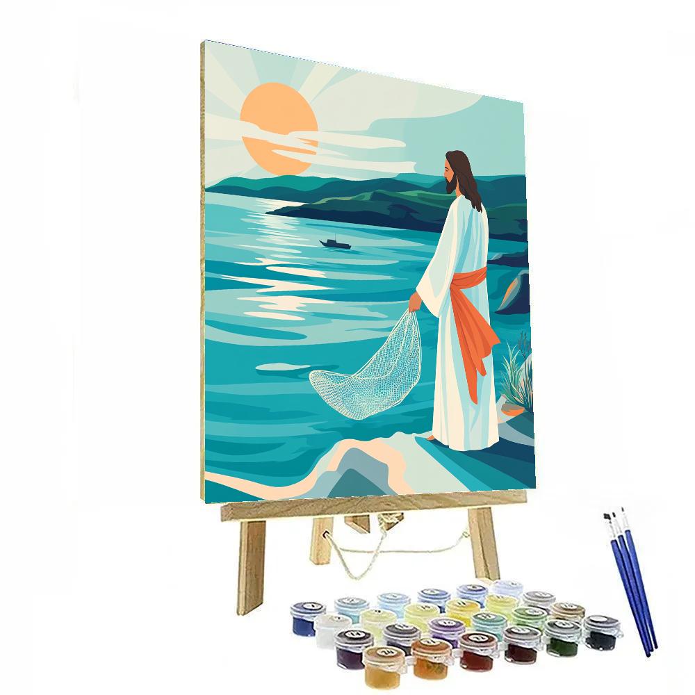 Jesus Sunrise Over The Sea Of Galilee Numbered painting kits