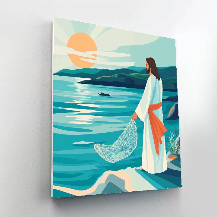 Jesus Sunrise Over The Sea Of Galilee Numbered painting kits