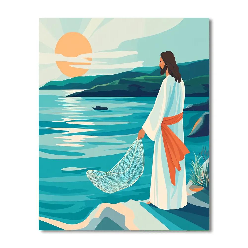 Jesus Sunrise Over The Sea Of Galilee Numbered painting kits