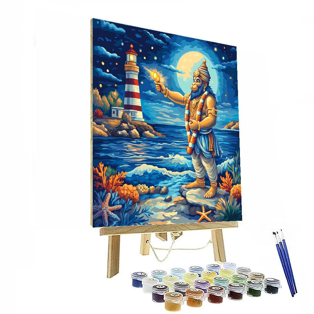 Hanuman Lighthouse Guardian At The Cosmic Shore Paint by numbers art