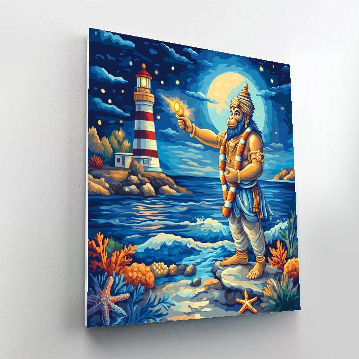 Hanuman Lighthouse Guardian At The Cosmic Shore Paint by numbers art