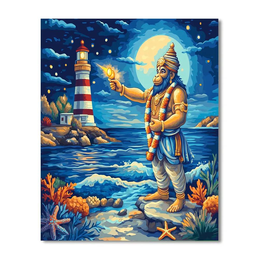 Hanuman Lighthouse Guardian At The Cosmic Shore Paint by numbers art
