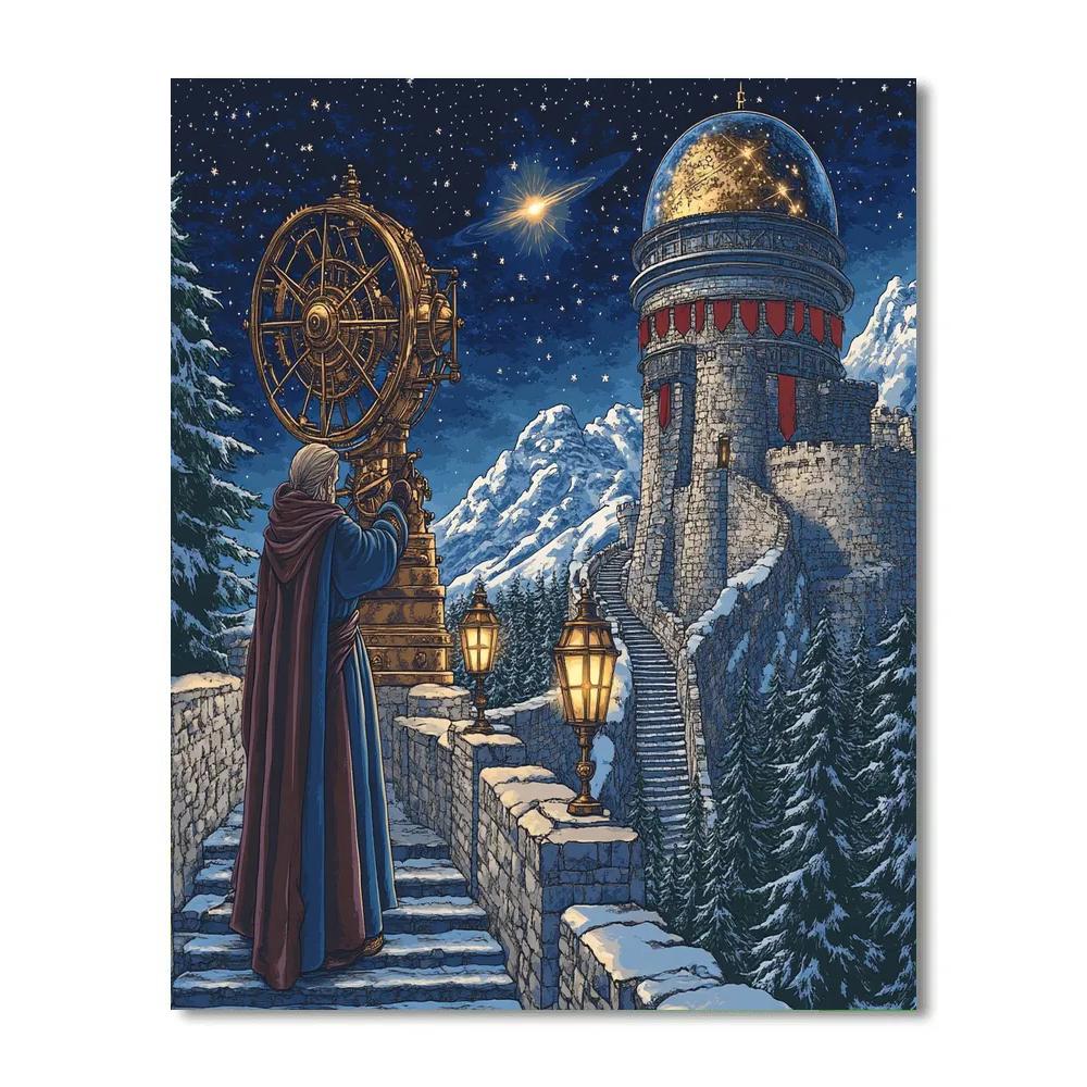 Clockwork Observatory With Castle Walls painting number kit
