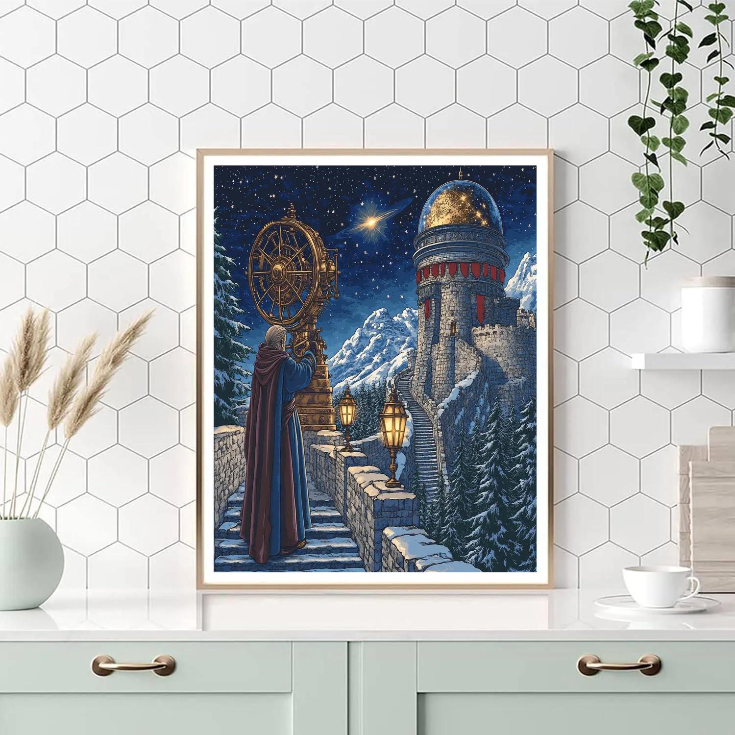 Clockwork Observatory With Castle Walls painting number kit