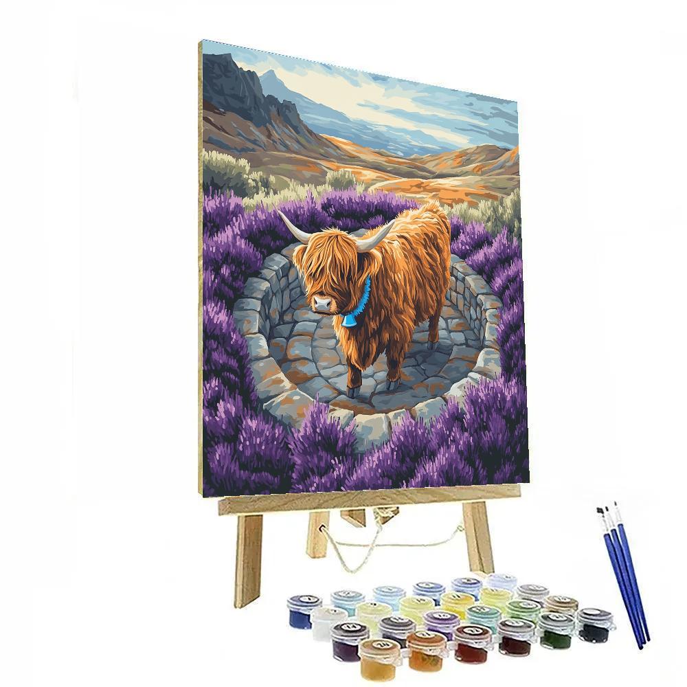 Highland Cow In The Heather Labyrinth Paint by numbers art