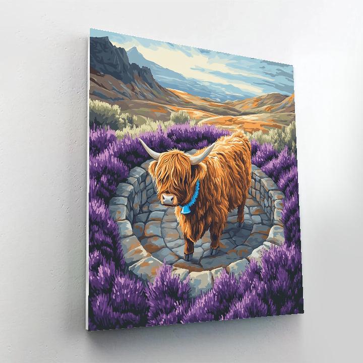 Highland Cow In The Heather Labyrinth Paint by numbers art