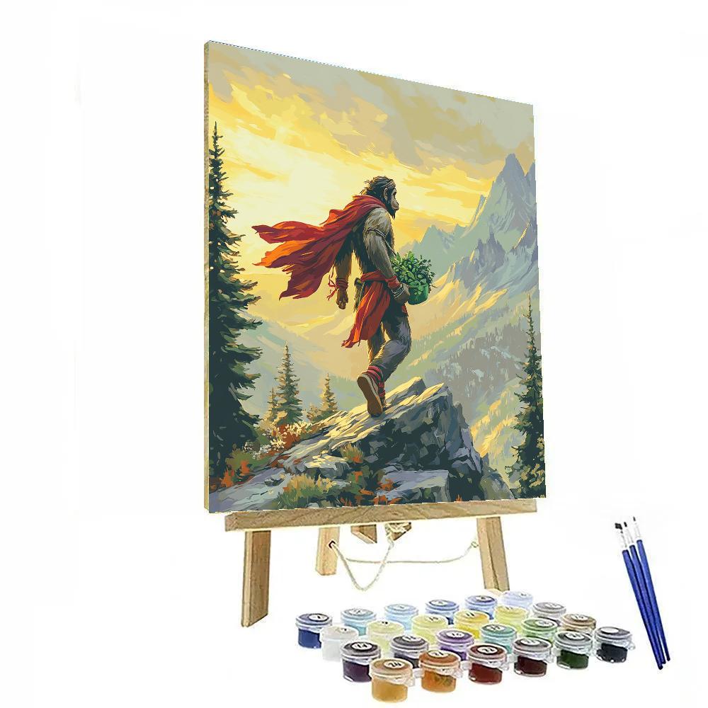 Mountain Herb Rescue With Hanuman At Sunrise paint by numbers