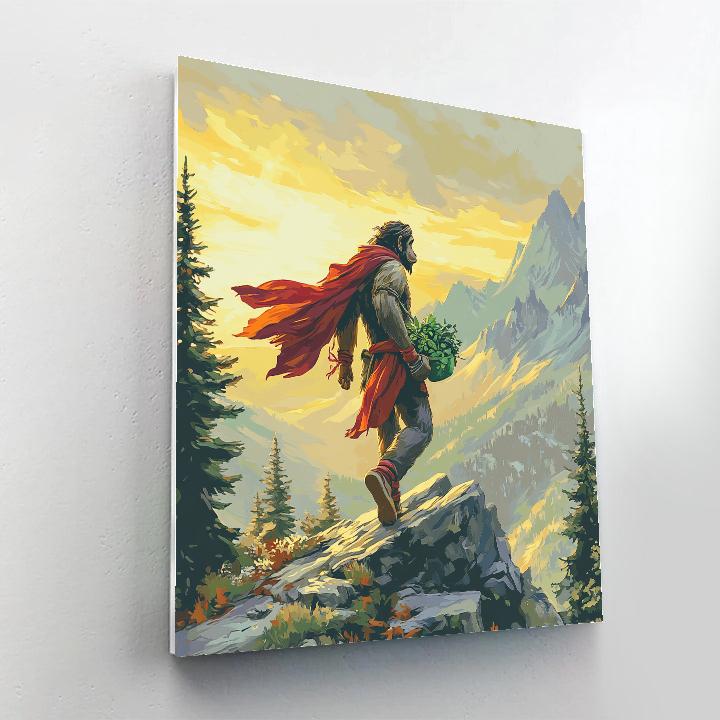 Mountain Herb Rescue With Hanuman At Sunrise paint by numbers
