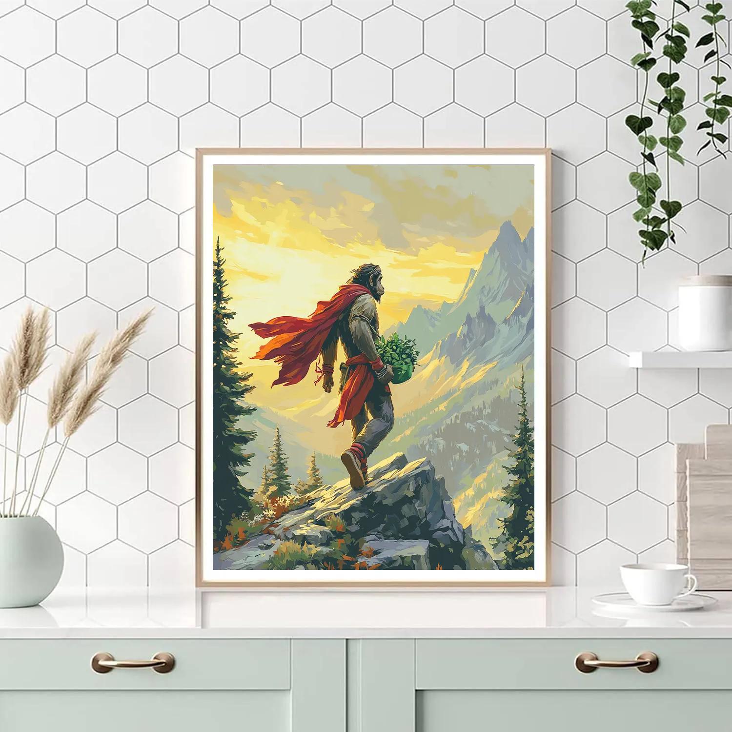 Mountain Herb Rescue With Hanuman At Sunrise paint by numbers