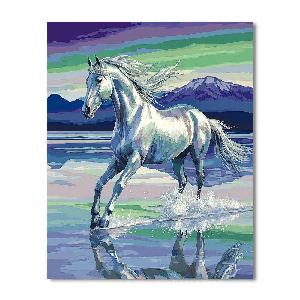 Horse Of The Aurora Salt Flats Number painting