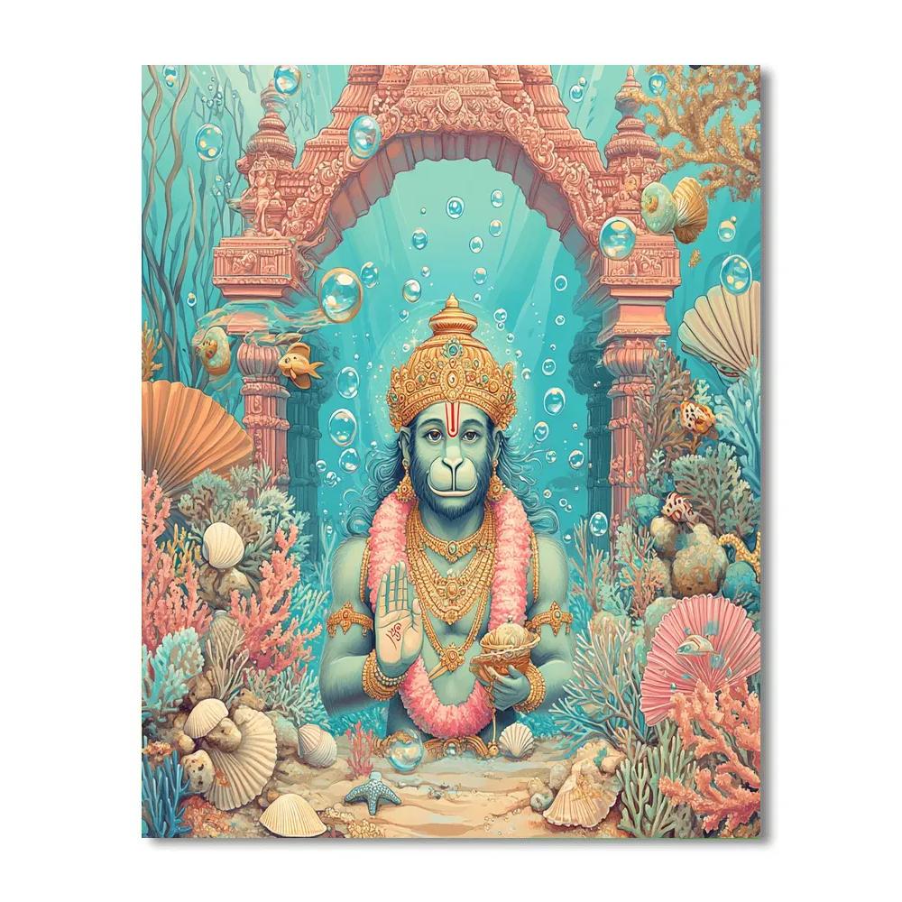 Hanuman Underwater Coral Temple Visit Numbered painting kits