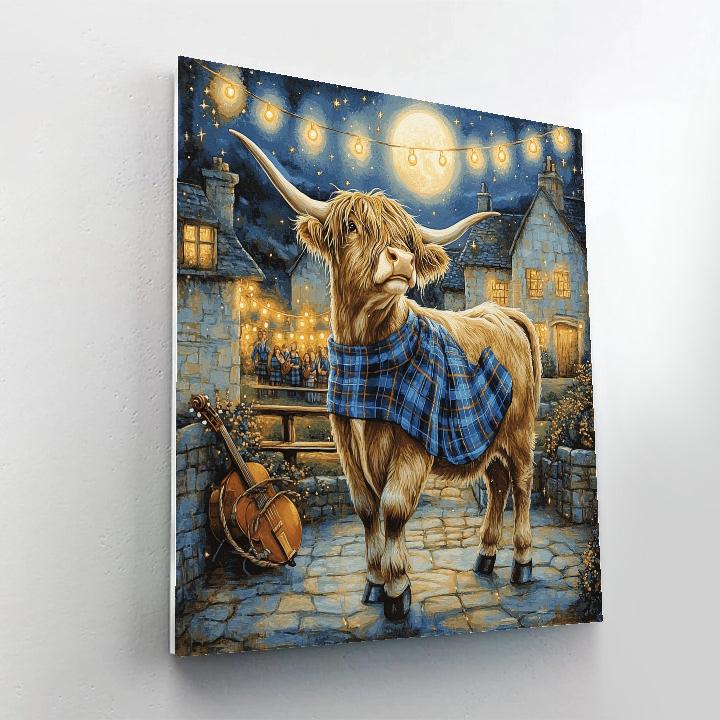 Highland Cow Moonlit Ceilidh Painting by numbers kit