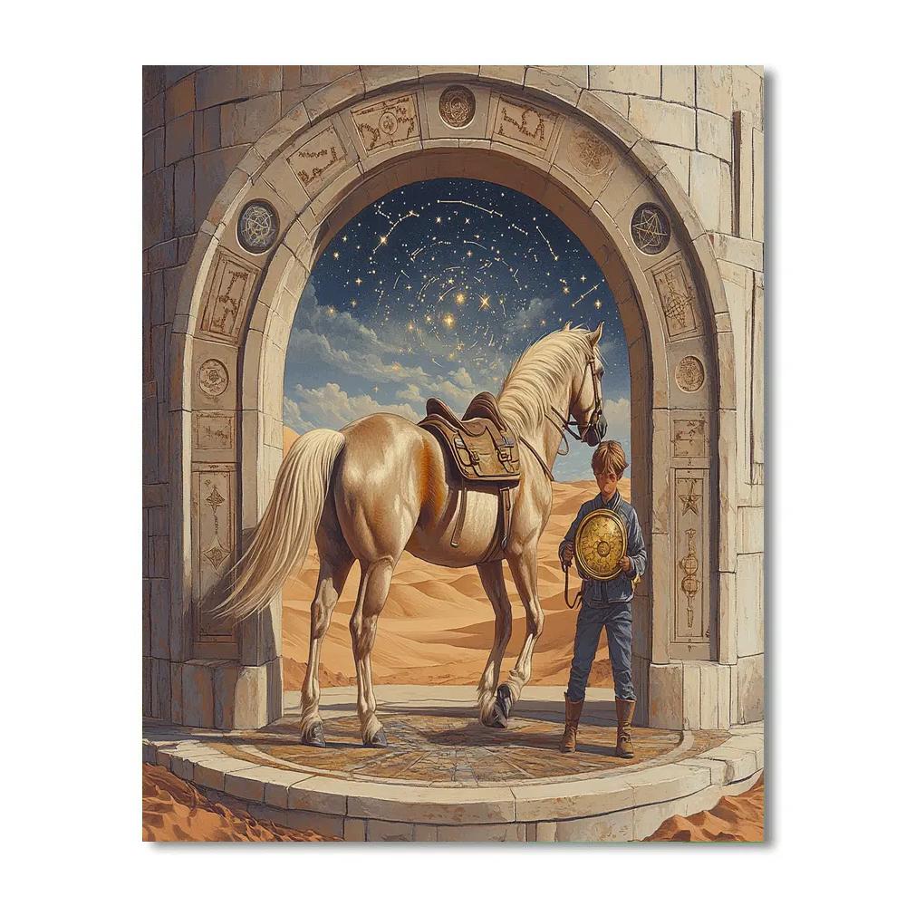 Caravan With Horse In Desert Observatory paint by numbers