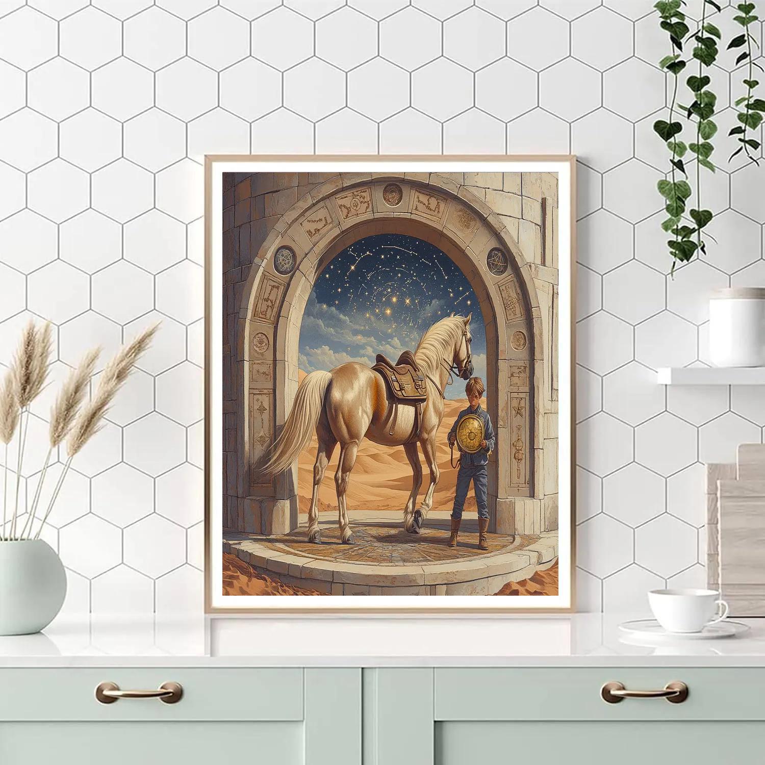 Caravan With Horse In Desert Observatory paint by numbers