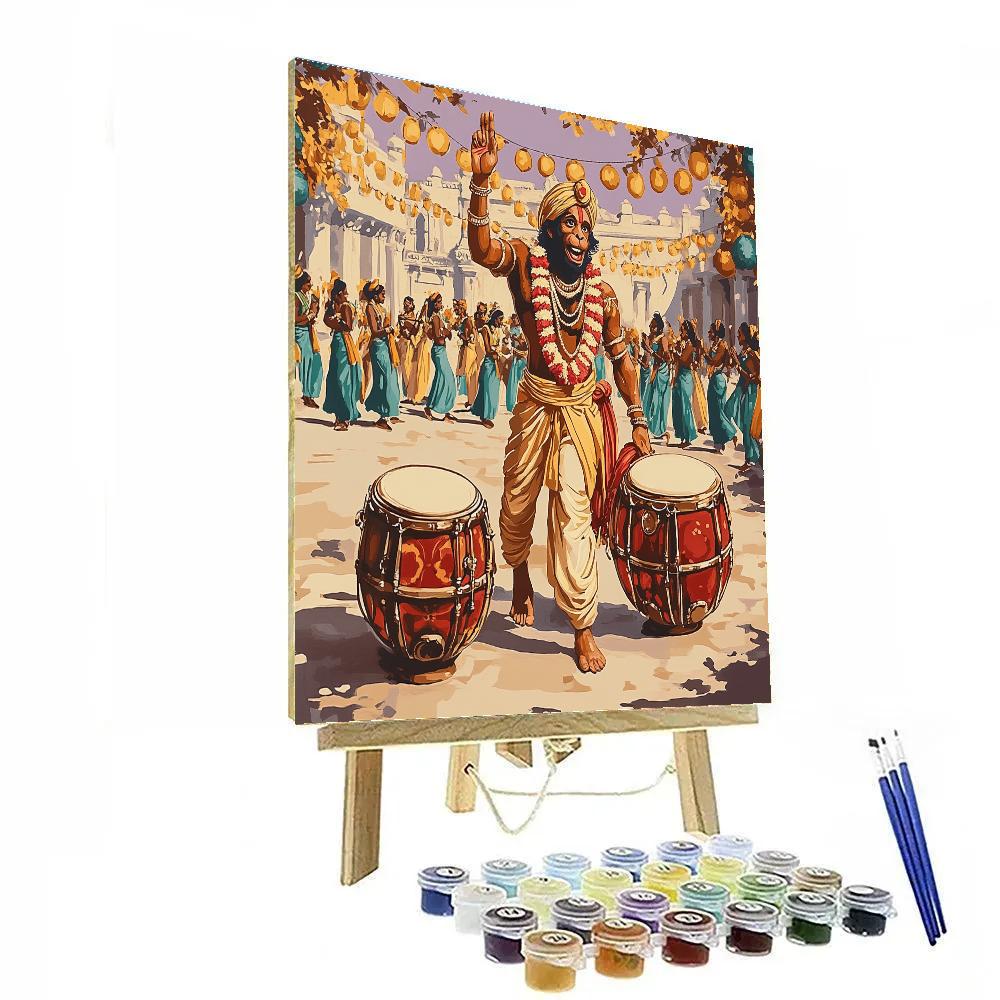 Festival Drum Circle With Hanuman In The Middle painting number kit