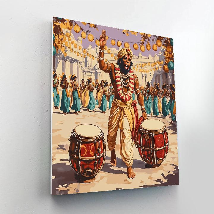 Festival Drum Circle With Hanuman In The Middle painting number kit