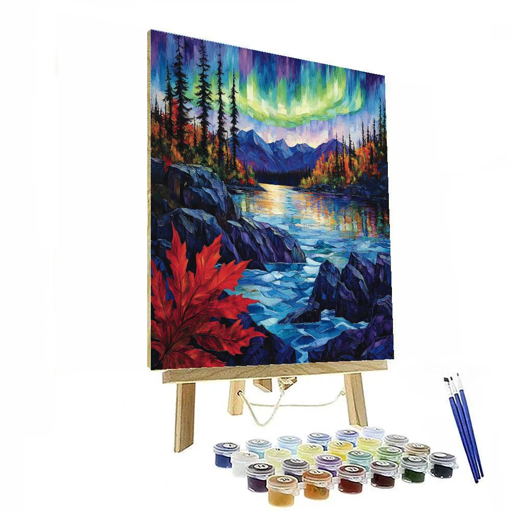 A.Y. Jackson Inspired Aurora Over The Canadian Shield Thaw painting number kit
