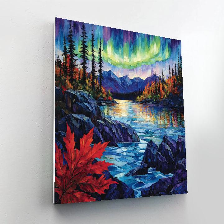 A.Y. Jackson Inspired Aurora Over The Canadian Shield Thaw painting number kit