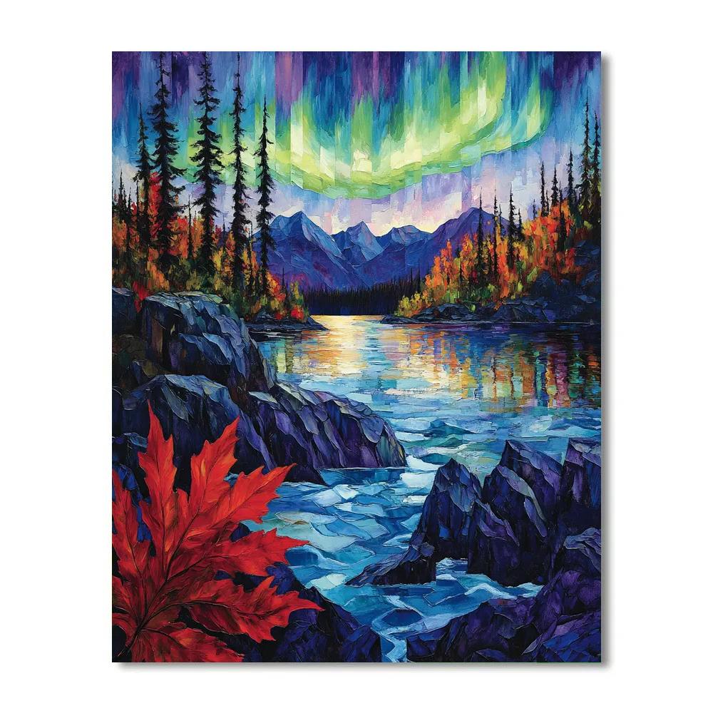 A.Y. Jackson Inspired Aurora Over The Canadian Shield Thaw painting number kit