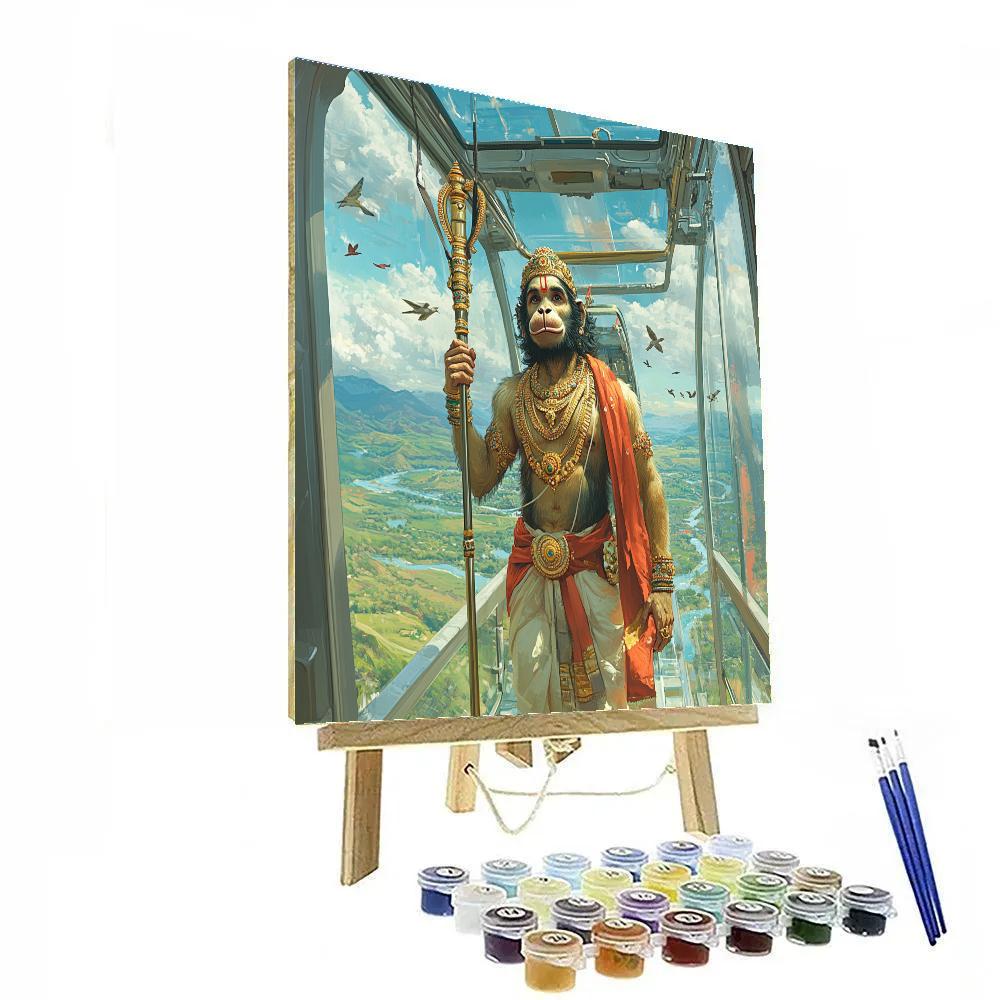 Skyway Tram Ride With Hanuman As Guardian Passenger Painting by numbers kit