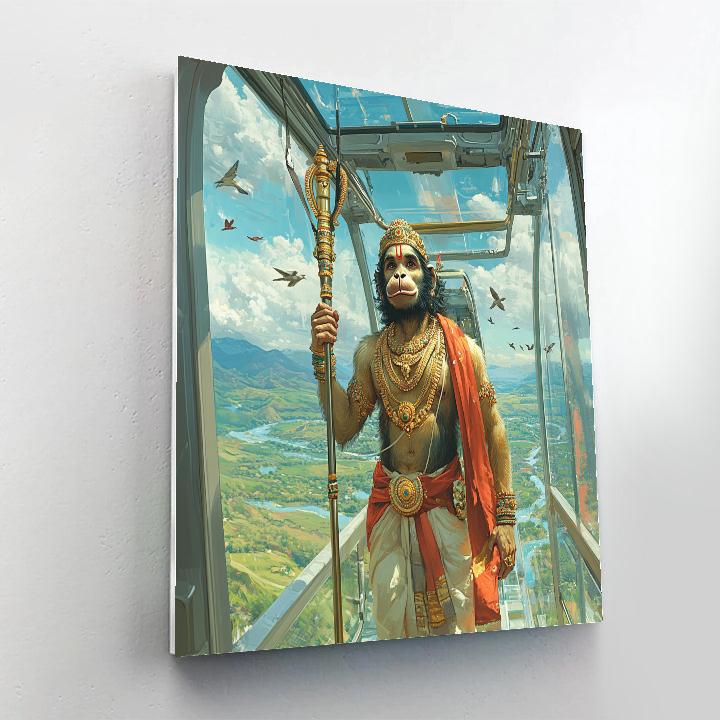 Skyway Tram Ride With Hanuman As Guardian Passenger Painting by numbers kit