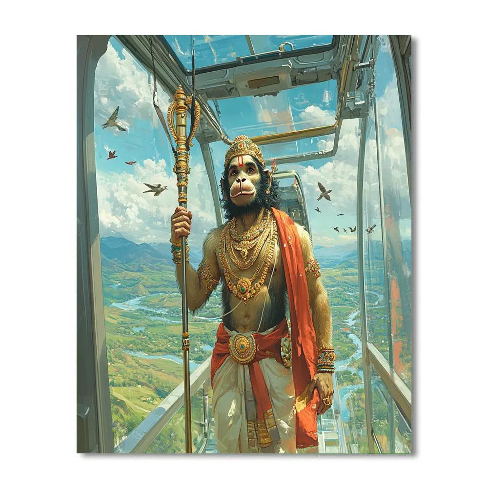 Skyway Tram Ride With Hanuman As Guardian Passenger Painting by numbers kit