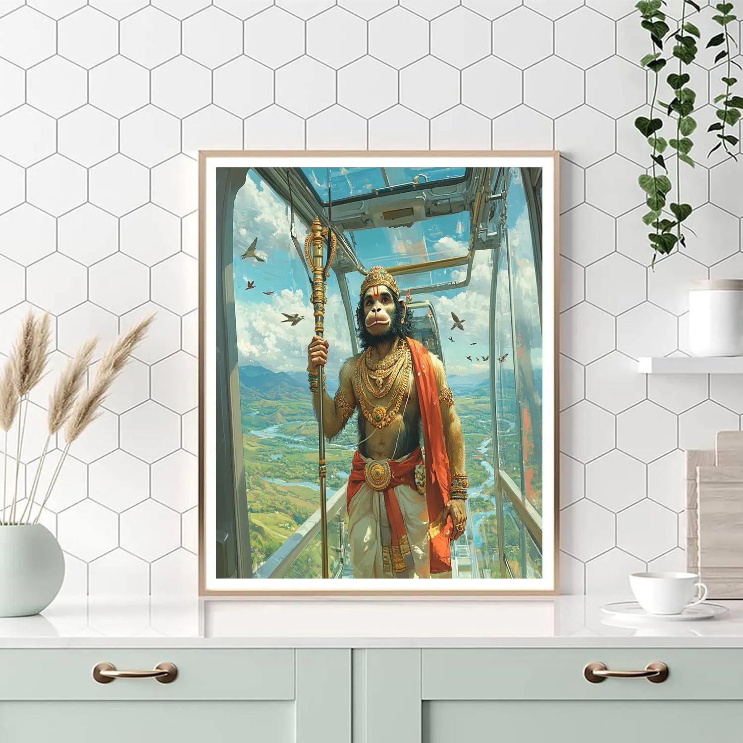 Skyway Tram Ride With Hanuman As Guardian Passenger Painting by numbers kit