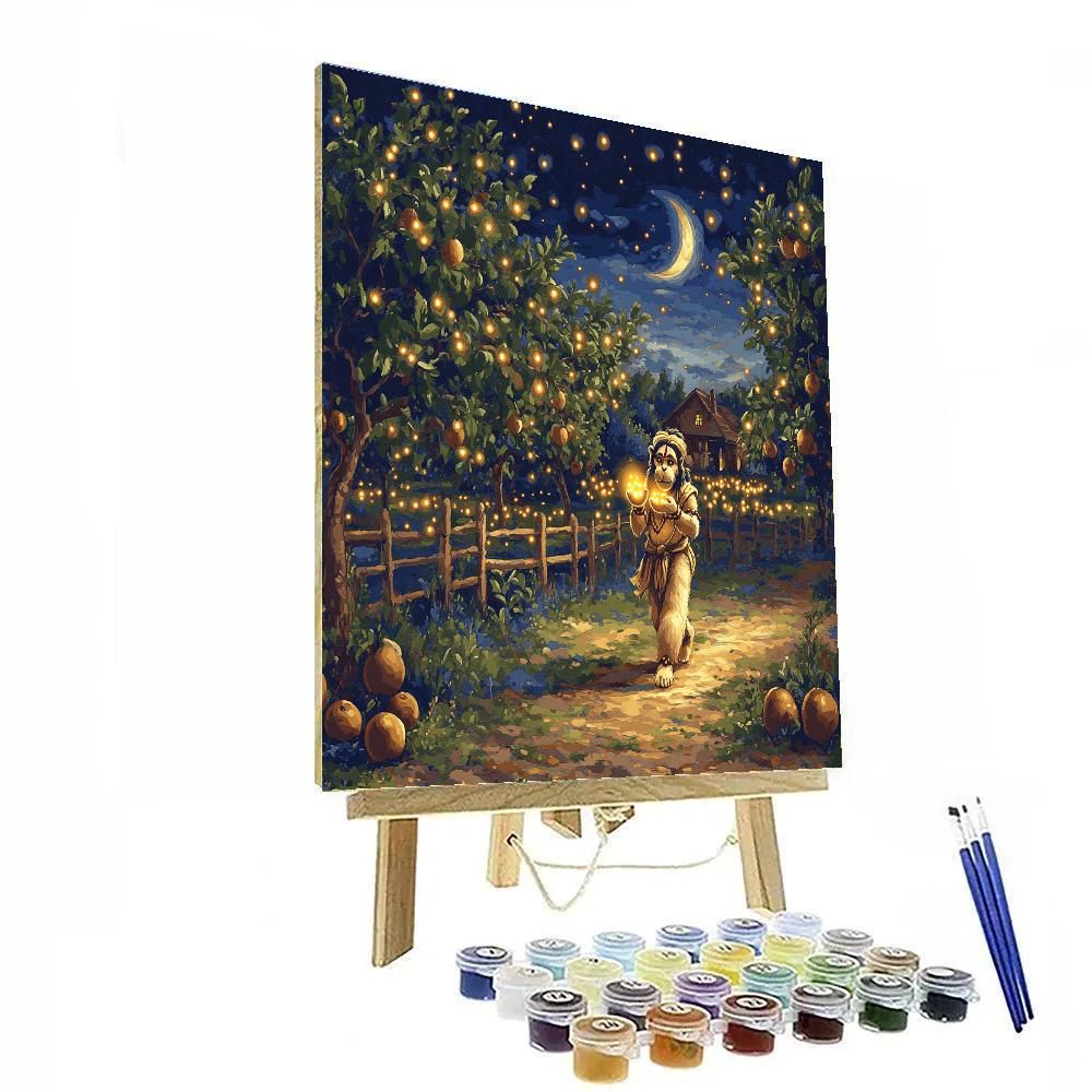 Hanuman Orchard Night Watch Among Fireflies paint by numbers