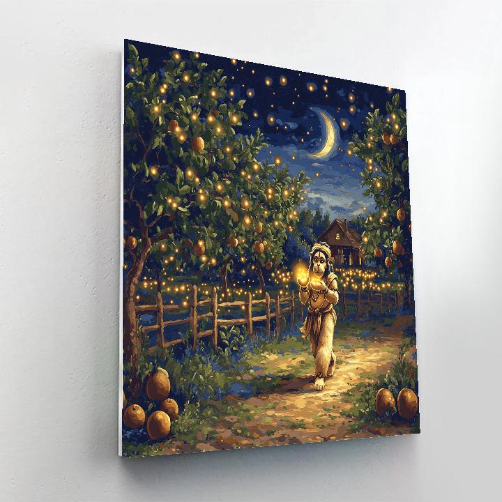 Hanuman Orchard Night Watch Among Fireflies paint by numbers